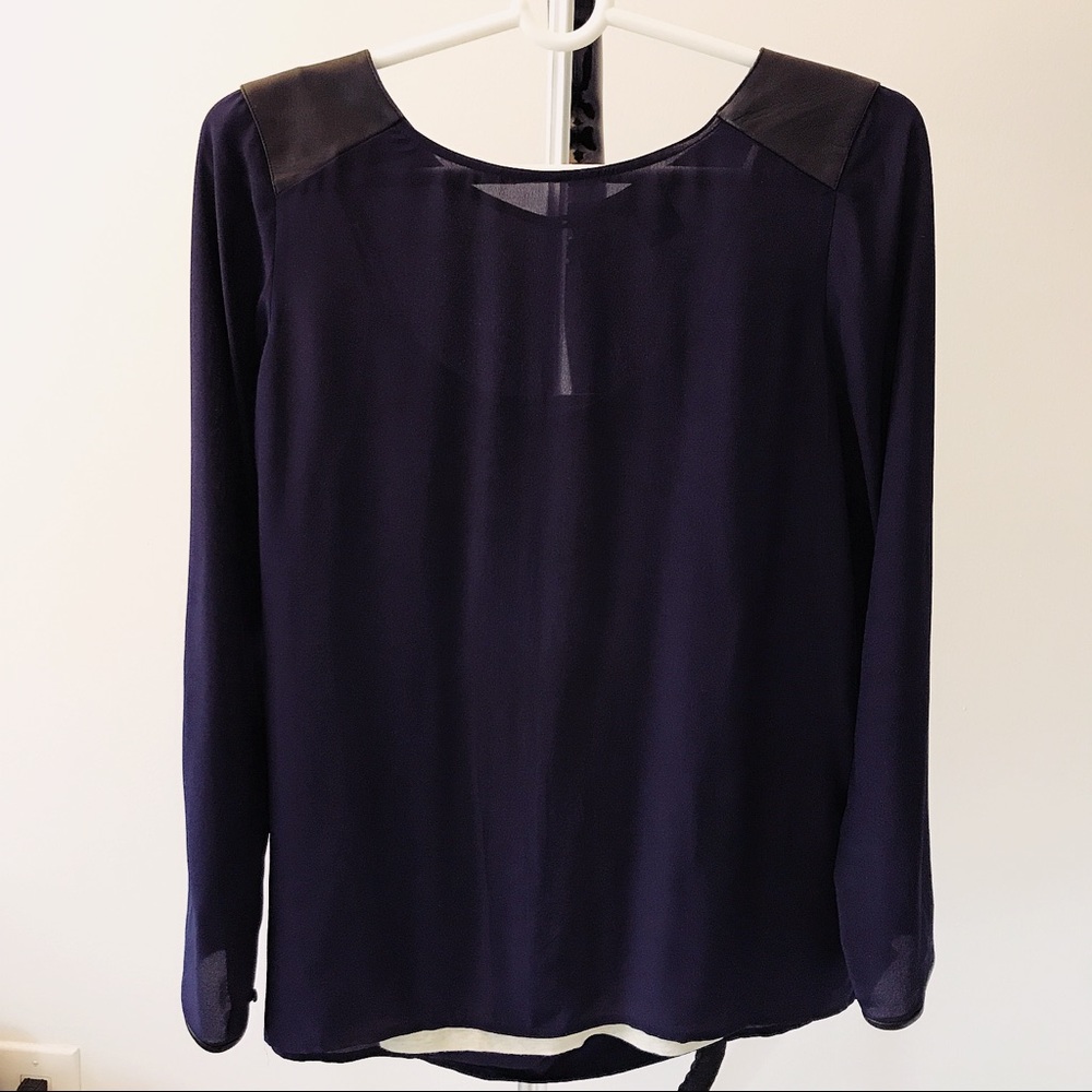 Club Monaco Leather Accent Blouse